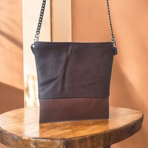 Handmade Leather Crossbody Bag | Minimal Two-Tone | Chain Strap | One-of-a-Kind